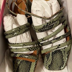Paris Texas: snake print strappy sandal